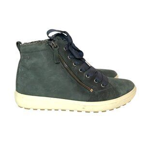 ECCO Gore-Tex Ankle Boots Gray Leather Mens Size 8/39 Winter Warm Shoes